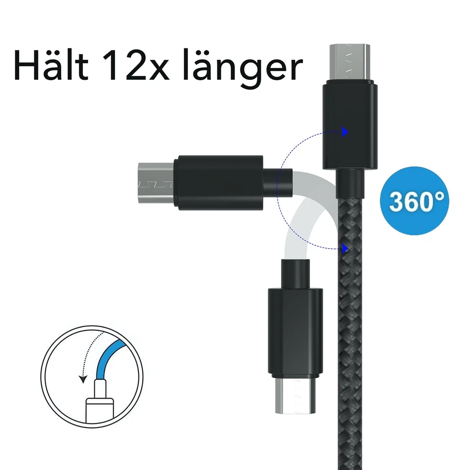 Micro USB Ladekabel Datenkabel Kabel für SAMSUNG Original LG Huawei Smartphone - Bild 3 von 4