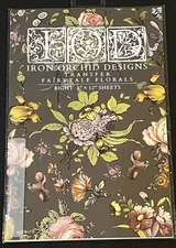 Iron Orchid Designs (IOD) Fairytale Florals Transfer - Eight 8x12 Sheets