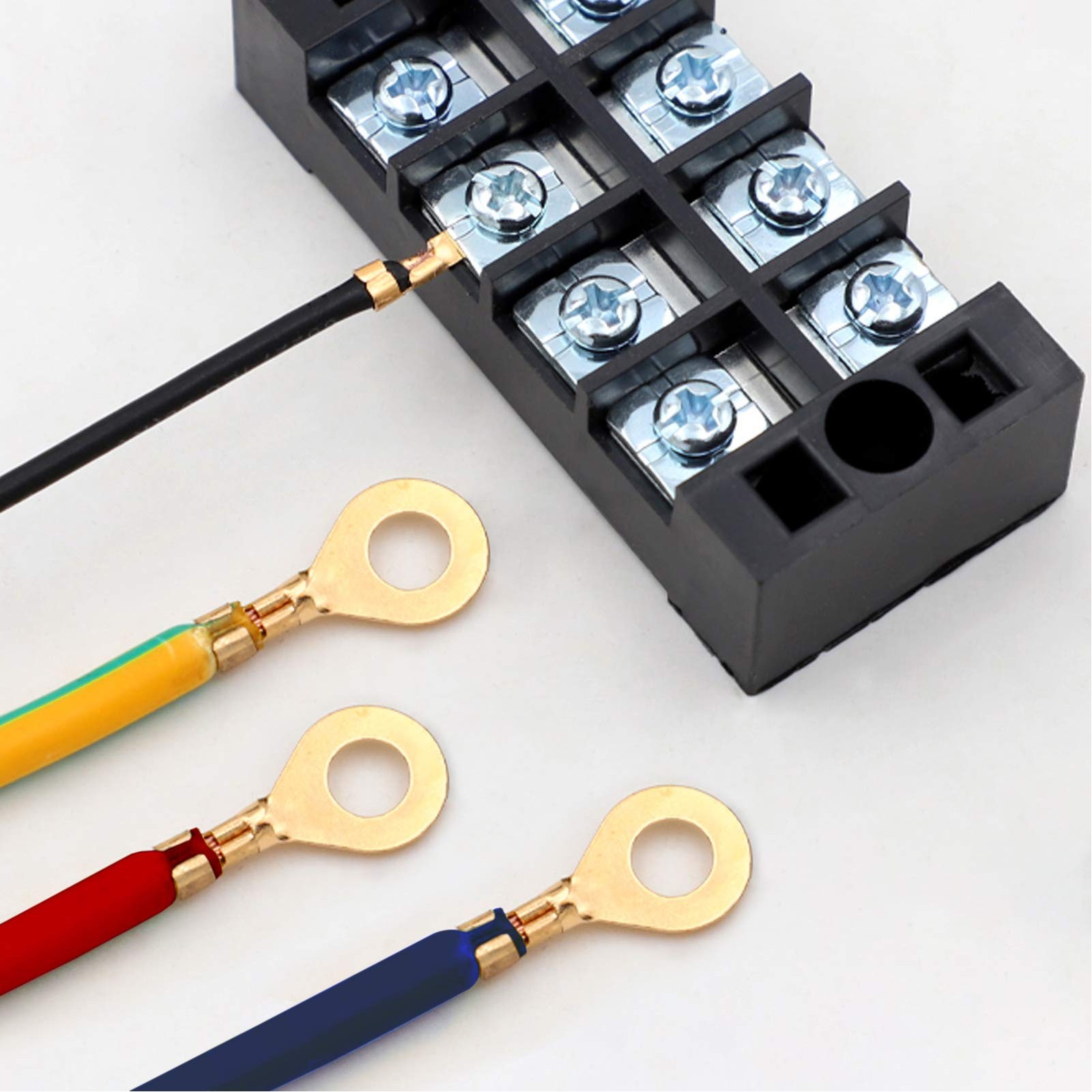 150PCS Ring Terminal Assortment Brass Electric Wire Lugs With Storage Box M3 M4