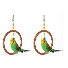 2 Pack Bird Swing Plastic Perches 6    Hanging Cage Toy with Beads  Bell