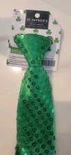 GREEN NECK TIE ST. PATRICK'S DAY    IRISH PARADE    SEQUIN NECKTIE NEW 15x3 in
