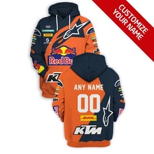 Custom Name KTM Red Bull Racing 3D Lightweight Hoodie For Men