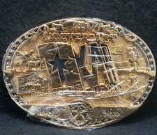 XD01160 NOS VINTAGE 1986  TEXAS SESQUICENTENNIAL  MENS 24K GOLD BELT BUCKLE