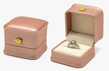 Wedding Ring Box Rose Gold Faux Leather Gold Crown proposal engagement gift