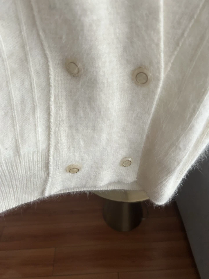 Cárdigan Cavalini Vintage Angora Lana de Cordero Preppy Cable Tejido Dinero Antiguo L Foto 2 de 4