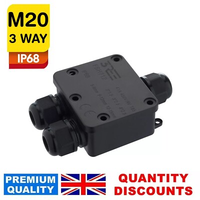 3 Wege IP68 Outdoor Wasserdicht Kabel Stecker Gehäuse Große Anschlussdose 240V UK