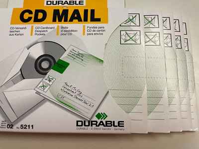 Durable 5211 02 CD-Mail Versandtaschen Karton für CD´s 5 er Pack Org/Neu