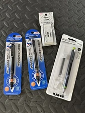 Uni KURU TOGA  .5mm Mechanical Pencil Bundle w/ Pentel Ain Plastic Eraser.
