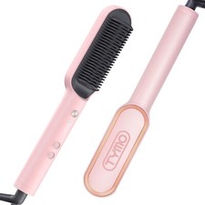 TYMO Ring Pink Hair Straightener Brush   Hair Straightening Iron with Built-i...