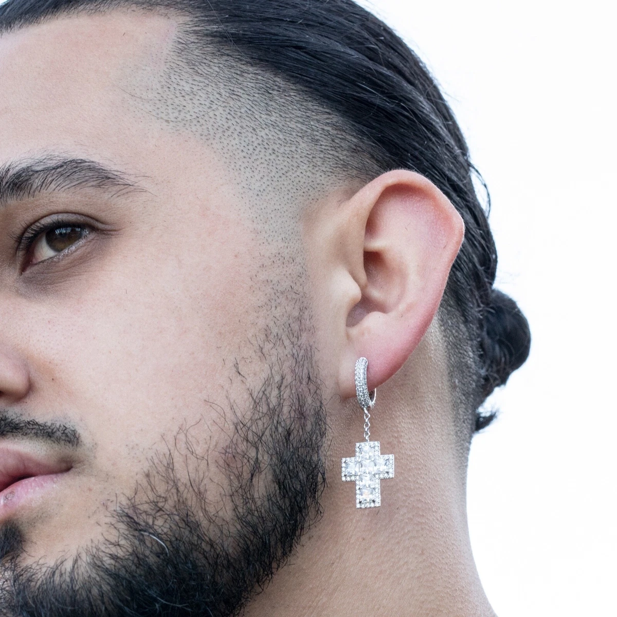 White gold 2024 dangle cross earrings