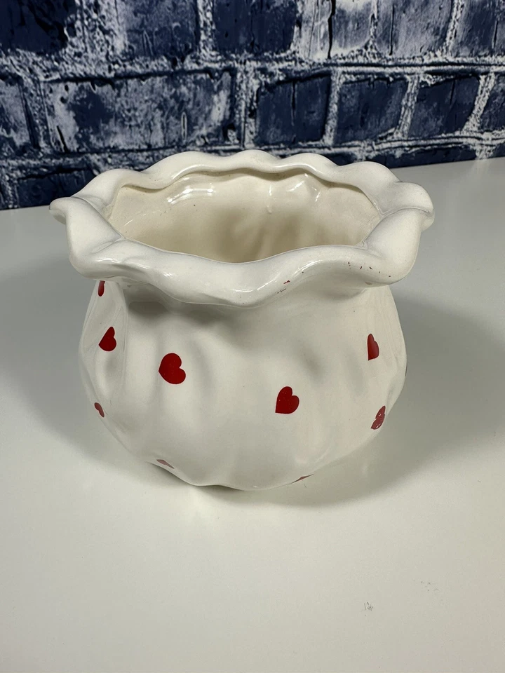 Candelabro de cerámica I Love You con inserto de corazón rojo y vela Tealight 1988 de colección Foto 4 de 4