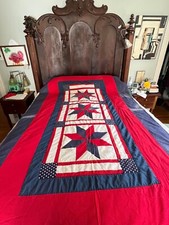 Reduced - only one left Handmade twin size quilt cotton 8 point star