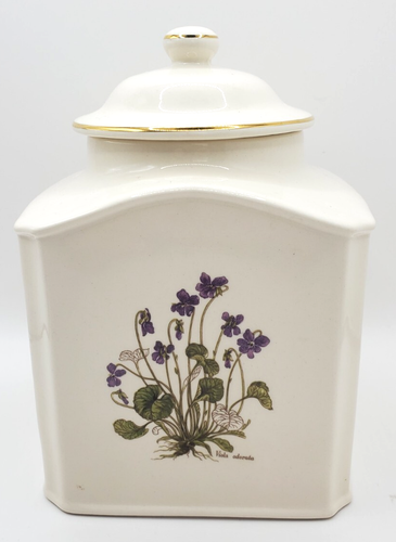 Vintage Mason's Ironstone Tea Jar Canister Made In England Purple Flowers - Picture 4 of 11