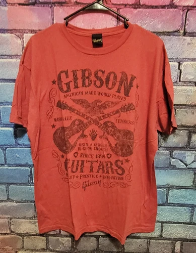 Gibson Guitar Shirt Mens XL Red Y2K Music USA American Nashville TN