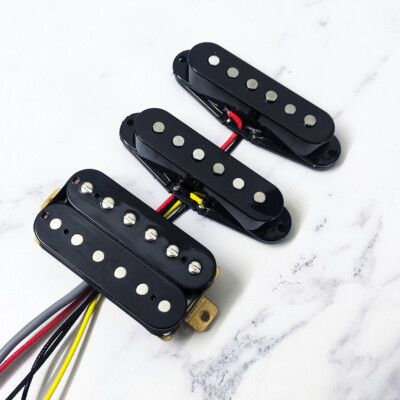 Black for Fender Strat Electric Guitar SSH Pickups Single Coil Alnico 5 Set of 3