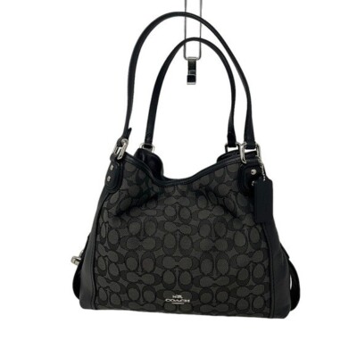Coach Edie Women Shoulder Bag 31 Signature Canvas Leather Horse Carriage Tote