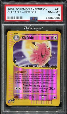 PSA 8 NM-MINT Pokemon Clefable Reverse Holo Rare 2002 Expedition