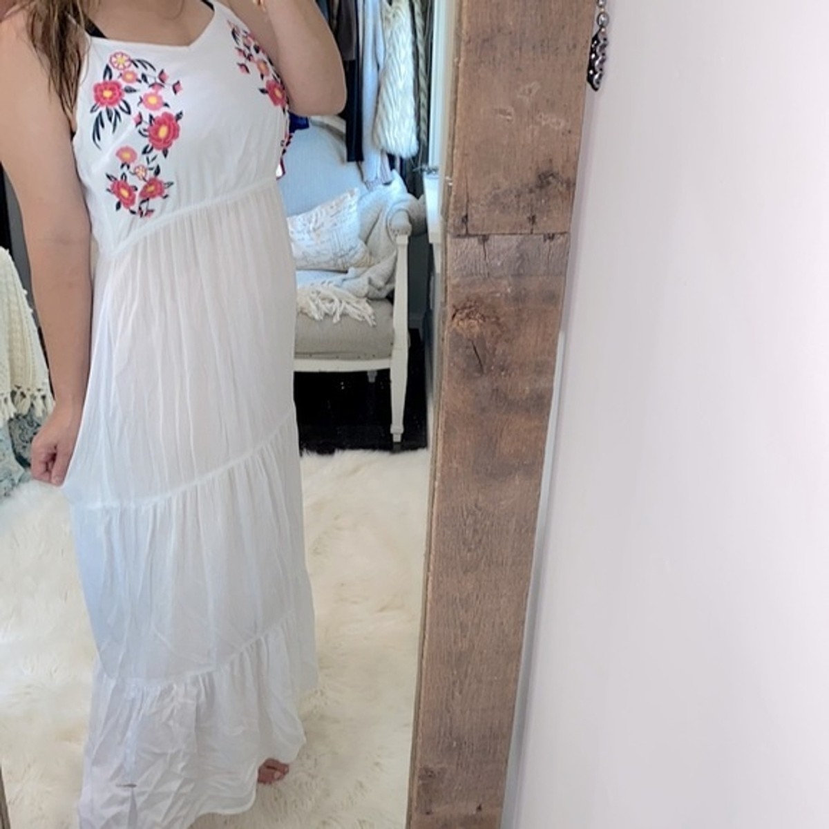 renee floral embroidered dress Rene Midi Dress With Floral Embroidery