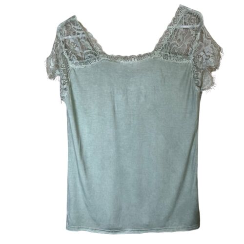 POL Anthropologie Eyelash Lace Top Shirt Mint Green Romantic Fairy Boho Sz Small - Picture 4 of 8