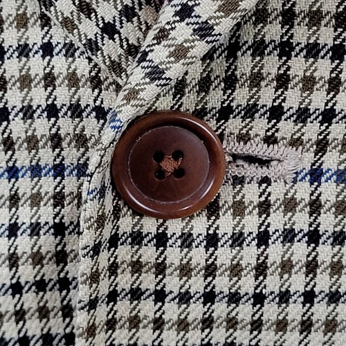 NAUTICA Blazer Silk Wool Stitch 40S Brown Glen Check Mens Sport Suit Coat Jacket - Picture 8 of 16