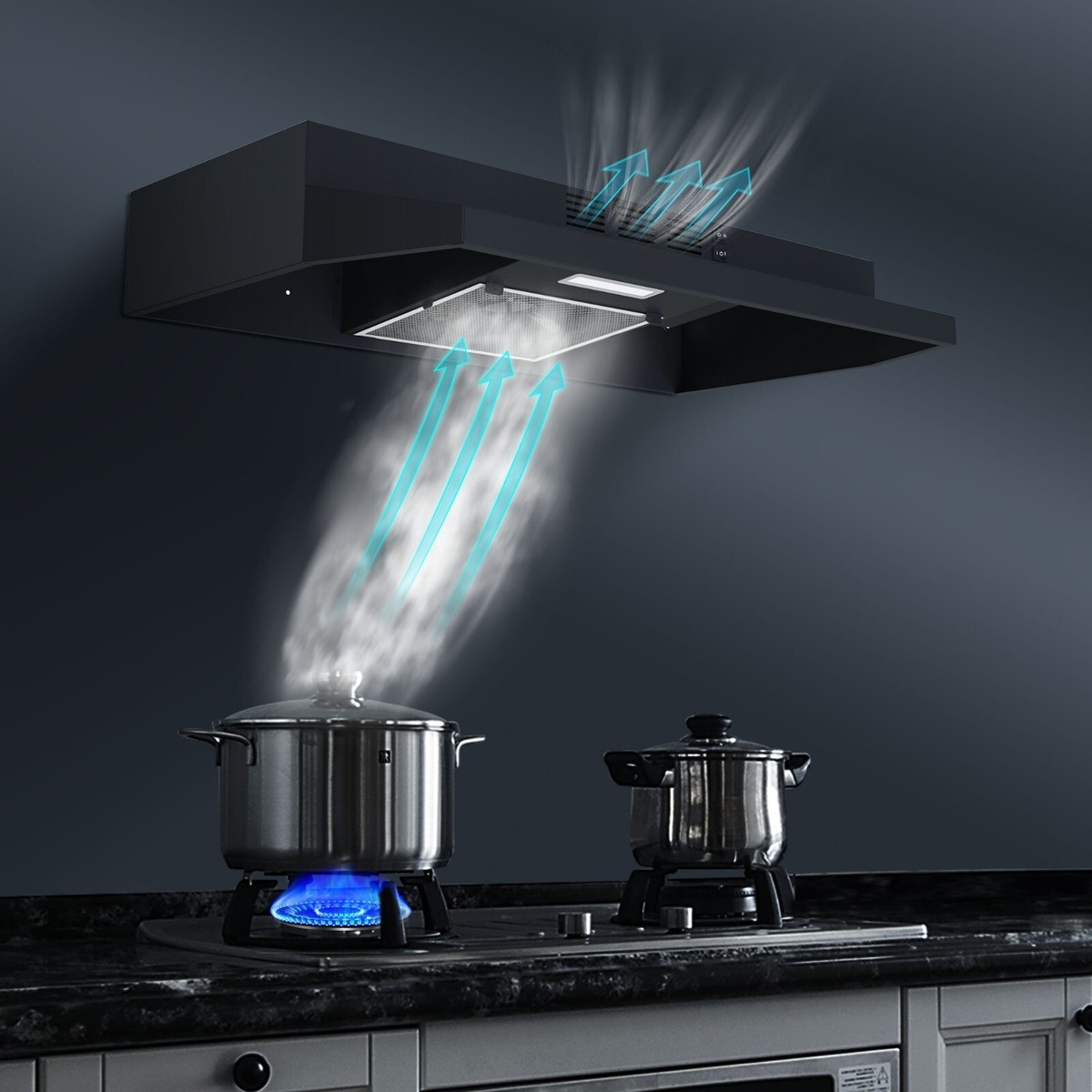 30 inch Under Cabinet Range Hood 230CFM Super Slim 2-Speed Silver