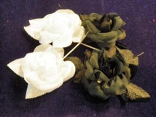 Retro Millinery Flower Collection All 3" Roses Black White for Hat Hair H2170