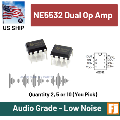 NE5532D Dual Low Noise Op-Amp - 16-Pin SMD, 5-Piece Lot, Signetics Brand