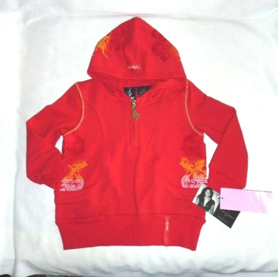 Niñas Pequeñas Diseñador BABY PHAT Top Rojo Chaqueta con Capucha Pullover Talla 4 Difícil de Encontrar Foto 2 de 4