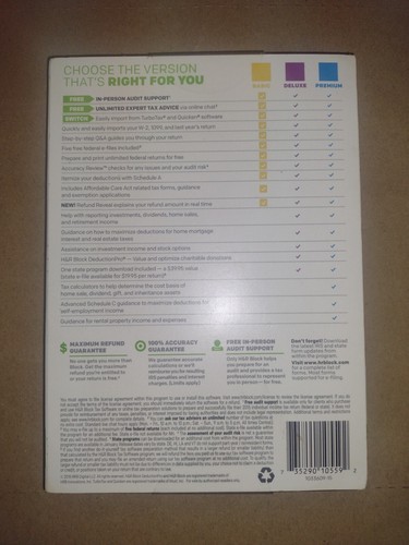 H&R Block 2015 Federal Basic Simple Tax Software (Windows and Mac) New Sealed - Picture 2 of 3
