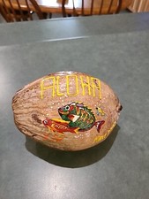 Vintage Hand Painted Coconut Maui Aloha Under The Sea Fish Folk Art 2002
