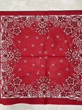 Vintage Hav-A-Hank Red Floral Pattern Bandana RN 15187 100 Cotton Made In USA