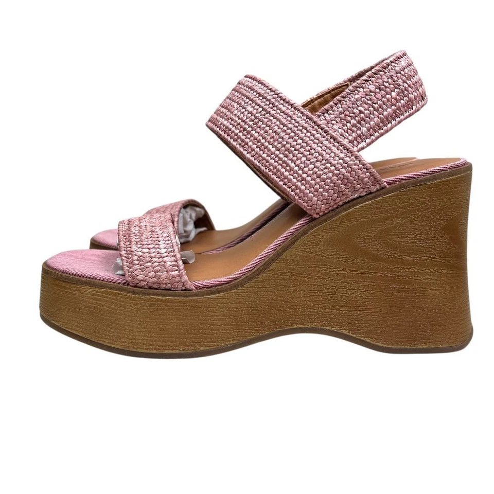 Sandalias de cuña con plataforma Lucky Brand para mujer Delukah rosa tejido talla 8M Foto 2 de 4