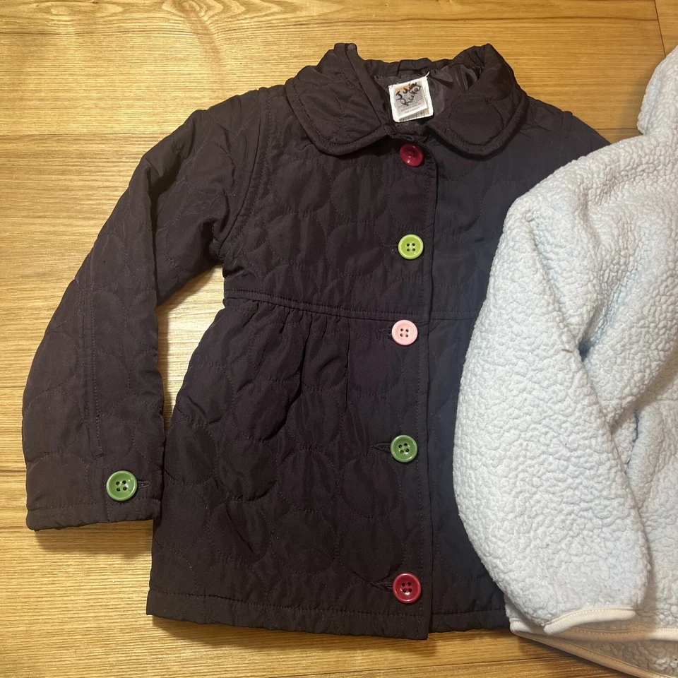 Chaqueta Abrigo Niña Talla 5-6 5T Negro Azul Botón Cremallera Poliéster Foto 3 de 4