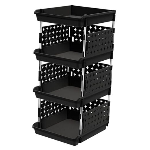 Stackable Storage Bins, 4 Tier Stackable Baskets for Closet, Playroom,
