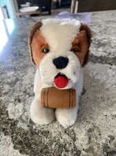 Vintage Dakin 1977 St. Bernard With Wood Barrel-6  tall-9  long