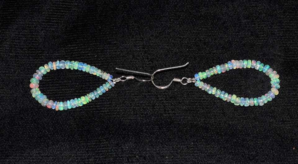 925 Sterling silver Earrings Natural Ethiopian Opal Gemstone Beads Earrings - Image 2 of 4