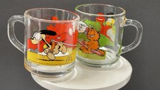 Vintage 80&rsquo;S McDonalds Garfield The Cat Clear Glass Mugs Coffee Cups&nbsp; Lot of 2