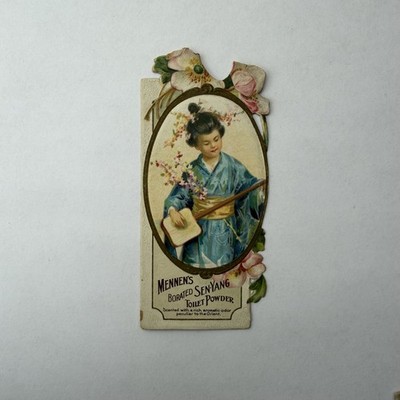 C1910 Mennen Newark NJ Victorian Litho Die-Cut Trade Card Sen-Yang Powder
