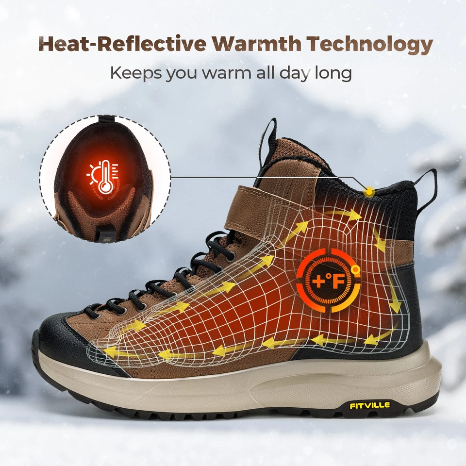 FitVille Hombres Botas de Nieve Extra Anchas Aisladas Cálidas Botas de Invierno Antideslizantes Exterior Foto 3 de 4