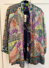 Johnny Was Reversible Silk Bordona Heather Kimono Jacket Size M