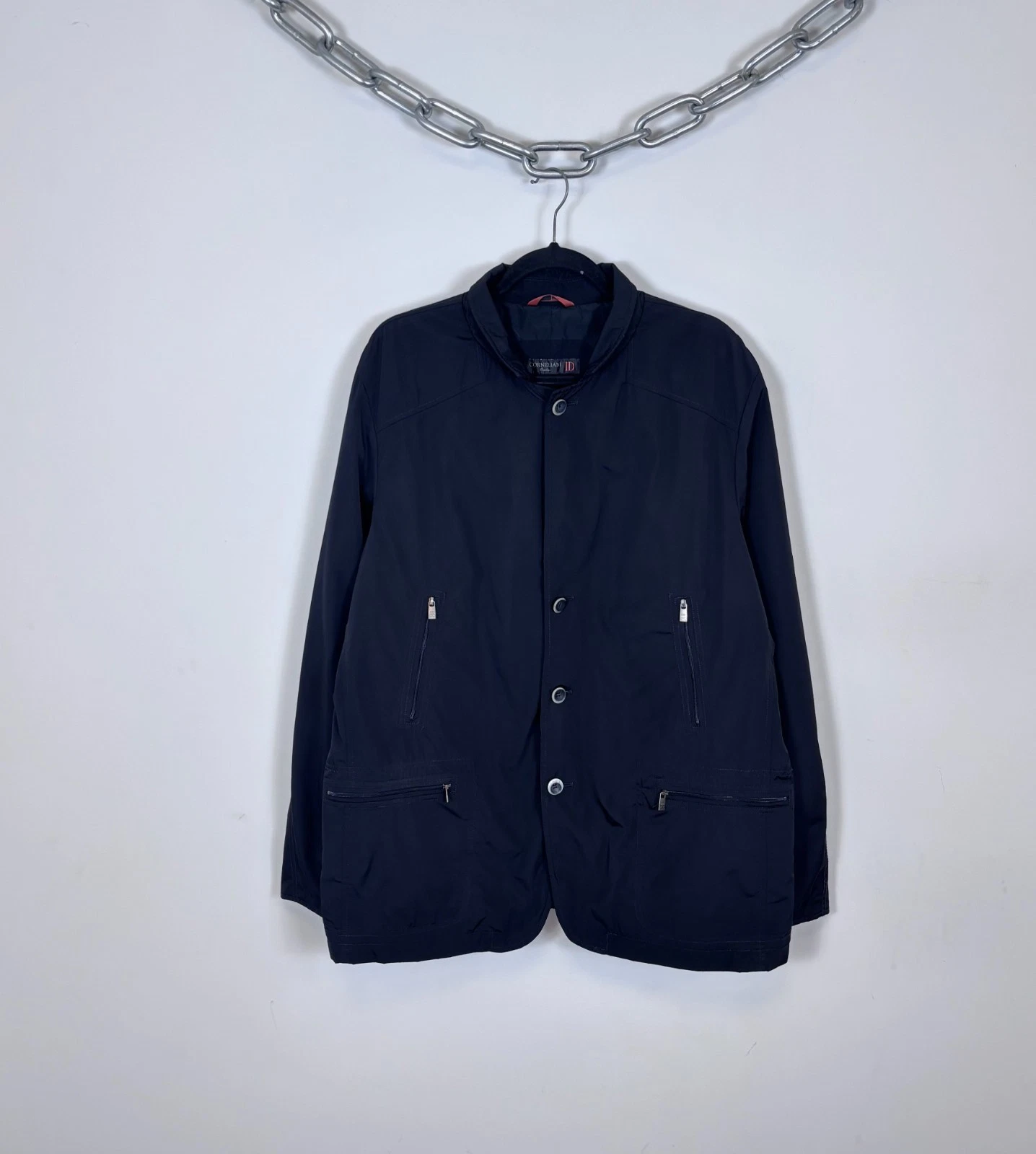 Corneliani ID Men’s Black Car Trench Coat Jacket Tech Waterproof Windproof 56/XL