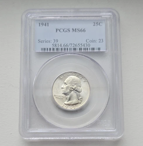 PCGS MS66 1941 Washington Quarter Philadelphia Silver 25C Cert#72655430