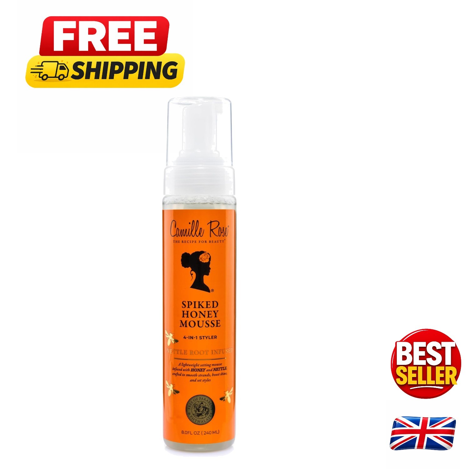 Curl Defining Honey Mousse 240ml - Nourishing Foam, Frizz Control, Natural Shine