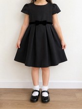Catherine Cottage Girls Black Formal Dress Velvet Bow Party Wedding Size 100 3T