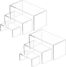 Acrylic Display Risers Stand 2 Sets,3 Steps Clear Riser Shelf Showcase Amiibo