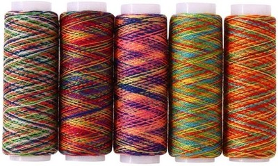 5Pcs Multicolor Thread Set, 5 Spools Polyester Embroidery Sewing Thread
