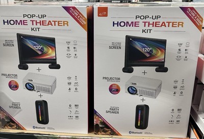 iLive Bluetooth Pop Up Home Theater Kit With 120in Screen And Party Speaker