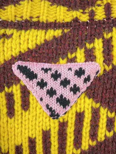 PRADA V-neck geometric ombr? knit sweater/ size L/ wool/ yellow/white/ AMAS 2021 thumbnail 7