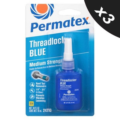 3x Gewindesicherung mittelschnell wirkende Mutter & Bolzen Gewindesicherung Dichtstoff Kleber - 10ml