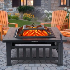 3 in 1 32" Fire Pit/Ice Pit/BBQ Grill, Cover, Accessories Patio Heater BBQ Table